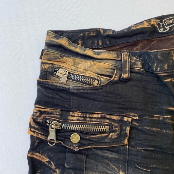 New ROBINS JEAN Slim Straight Biker Jeans SZ 42 - Picture 4 of 12